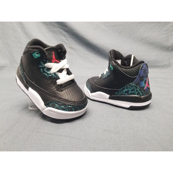 Jordan Toddlers 3 Retro (TD) Sneakers Lace Up Black Green Size 3 NEW IN BOX